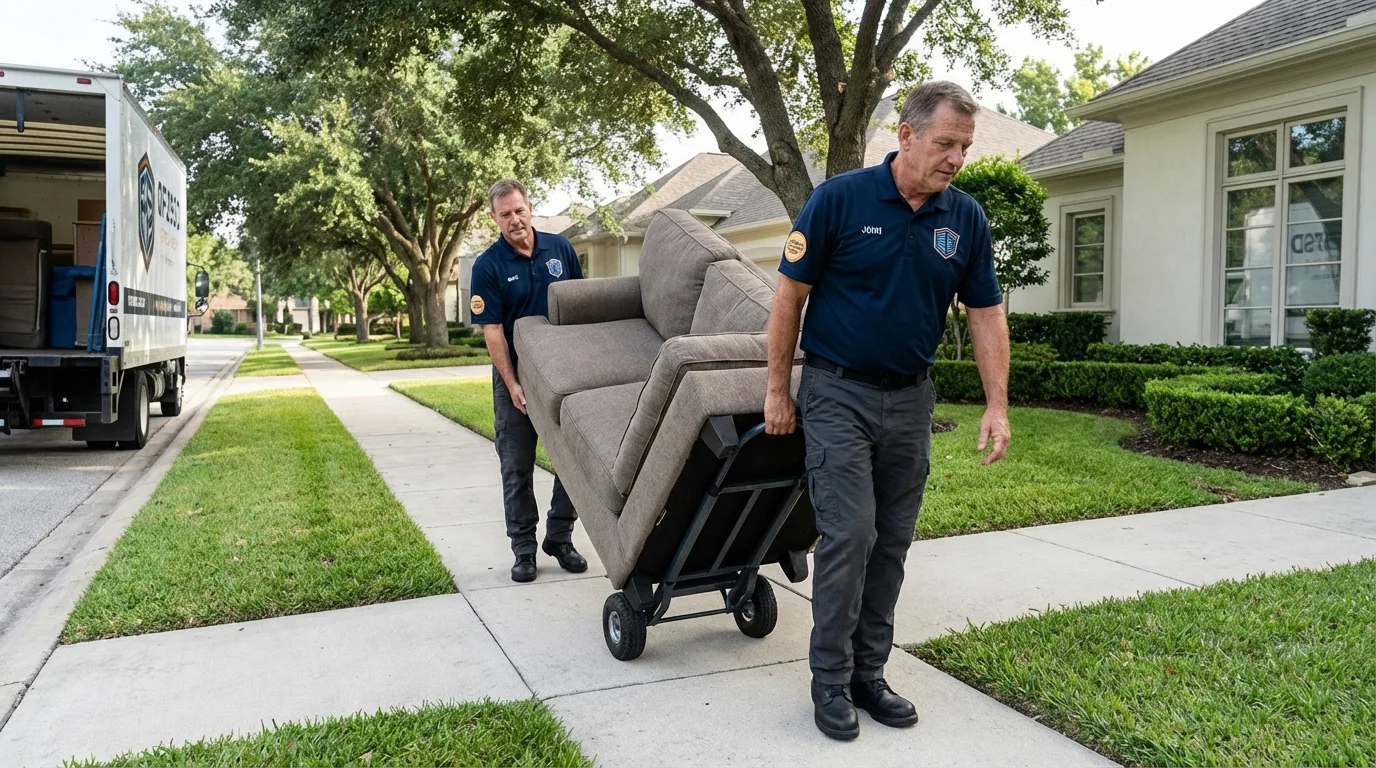 Local residential moving crew loading furniture in Pinckney, MI